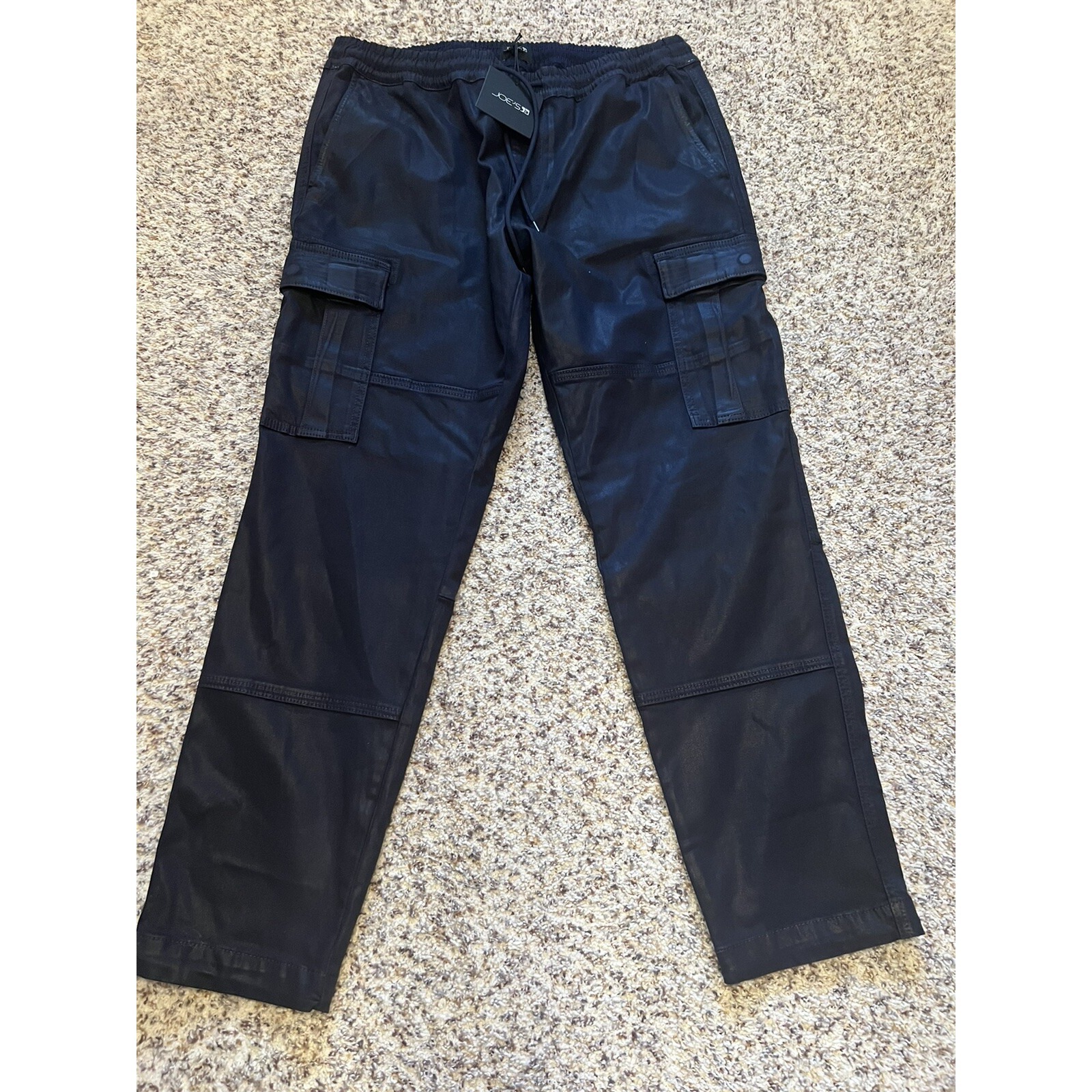 Joes New Men's Sz L Jeans Coated Cargo Pants In Night Sky. Drawstring Pull On